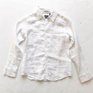 IKKS White slim fit linen button down VGUC 10A/136